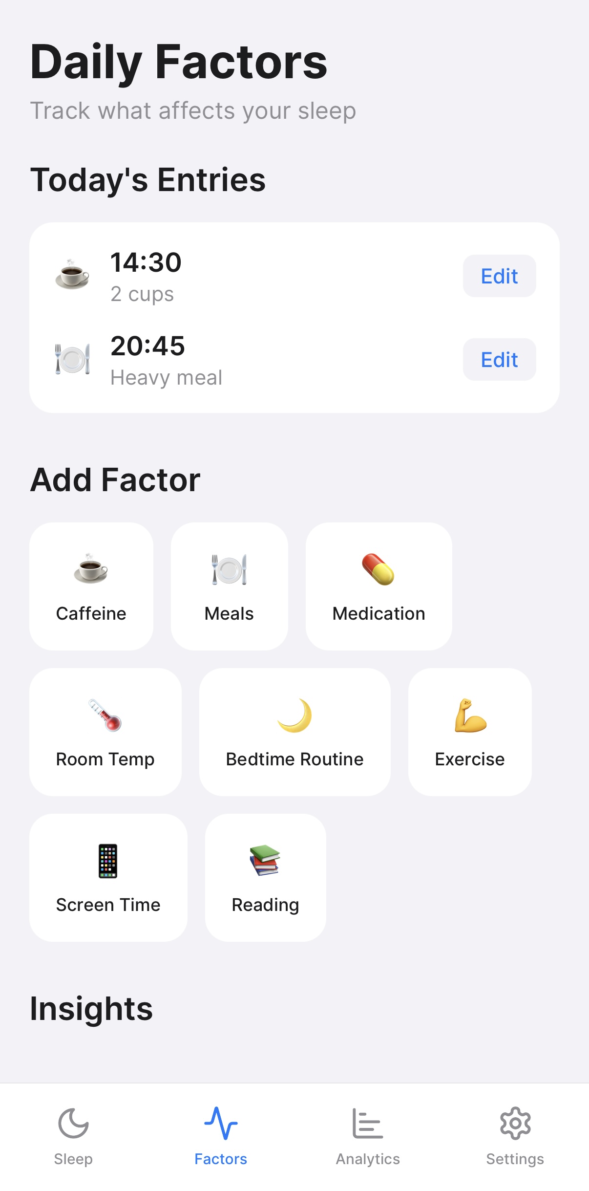 Reverie App showing tracking interface